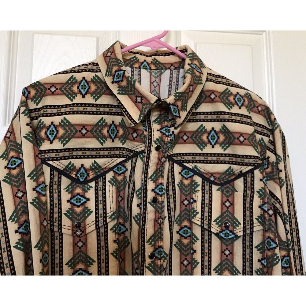 Southwestern Brushpopper Snap Shirt XL Aztec Western Cowboy Rodeo Cotton - Picture 2 of 7
